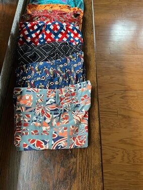 LuLaRoe Multicolor Patterned Women's Leggings - Blue Red Orange Black